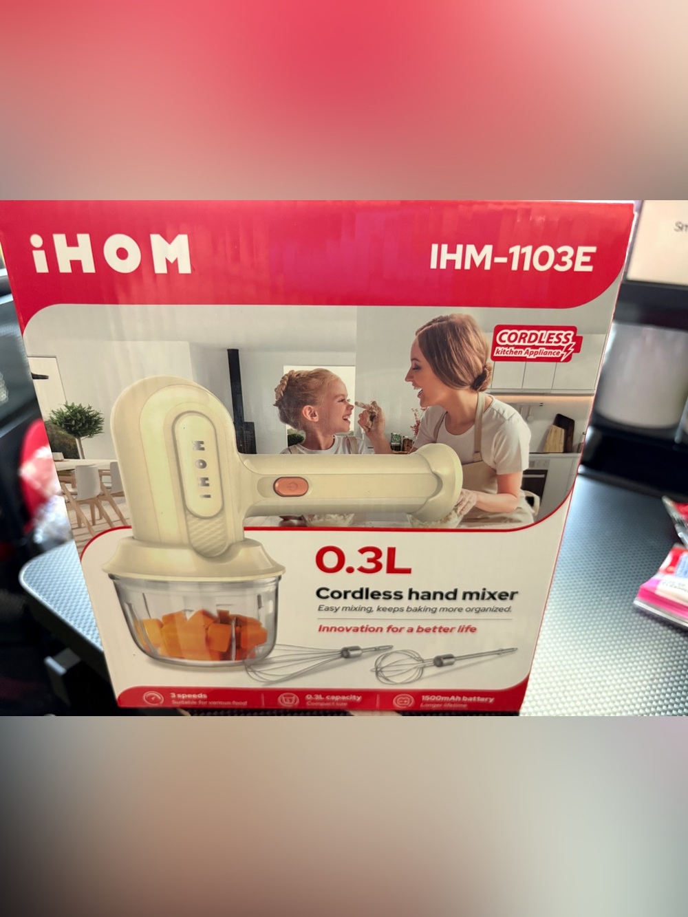 Cream Cordless Hand Mixer IHM-1103E - 0.3L